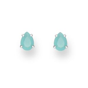 Dainty Sterling Silver Turquoise Cubic Zirconia Teardrop Prong Set Stud Earrings